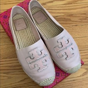 Tory Burch pink espadrille flats